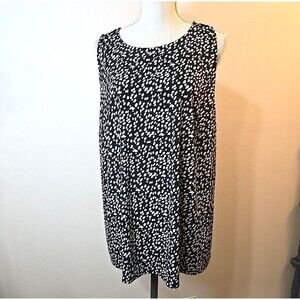 Magnolia Grace Women’s Plus Size 2X Black White Polka Dot Sleeveless Blouse